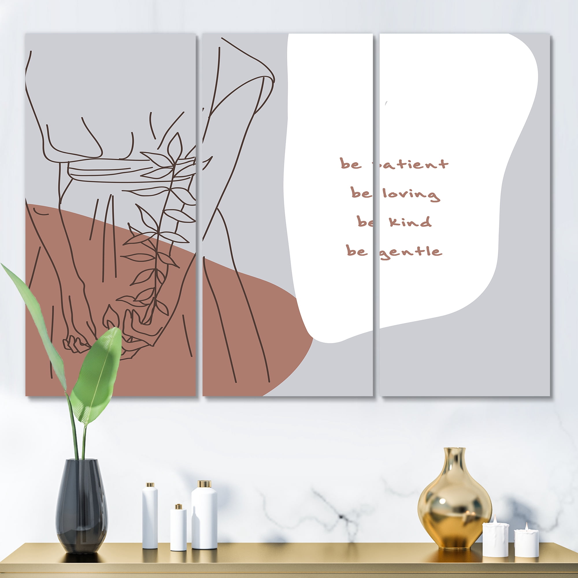 Designart ' Be Patient Be Kind Be Loving Be Patient One Line Leave ' Modern Canvas Wall Art Print