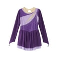 thumbnail image 4 of Xnihocha Girl's Ballet Lyrical Modern Dance Dress Sparkly Rhinestone Long Sleeve Figure Skating Dress Purple 8, 4 of 7