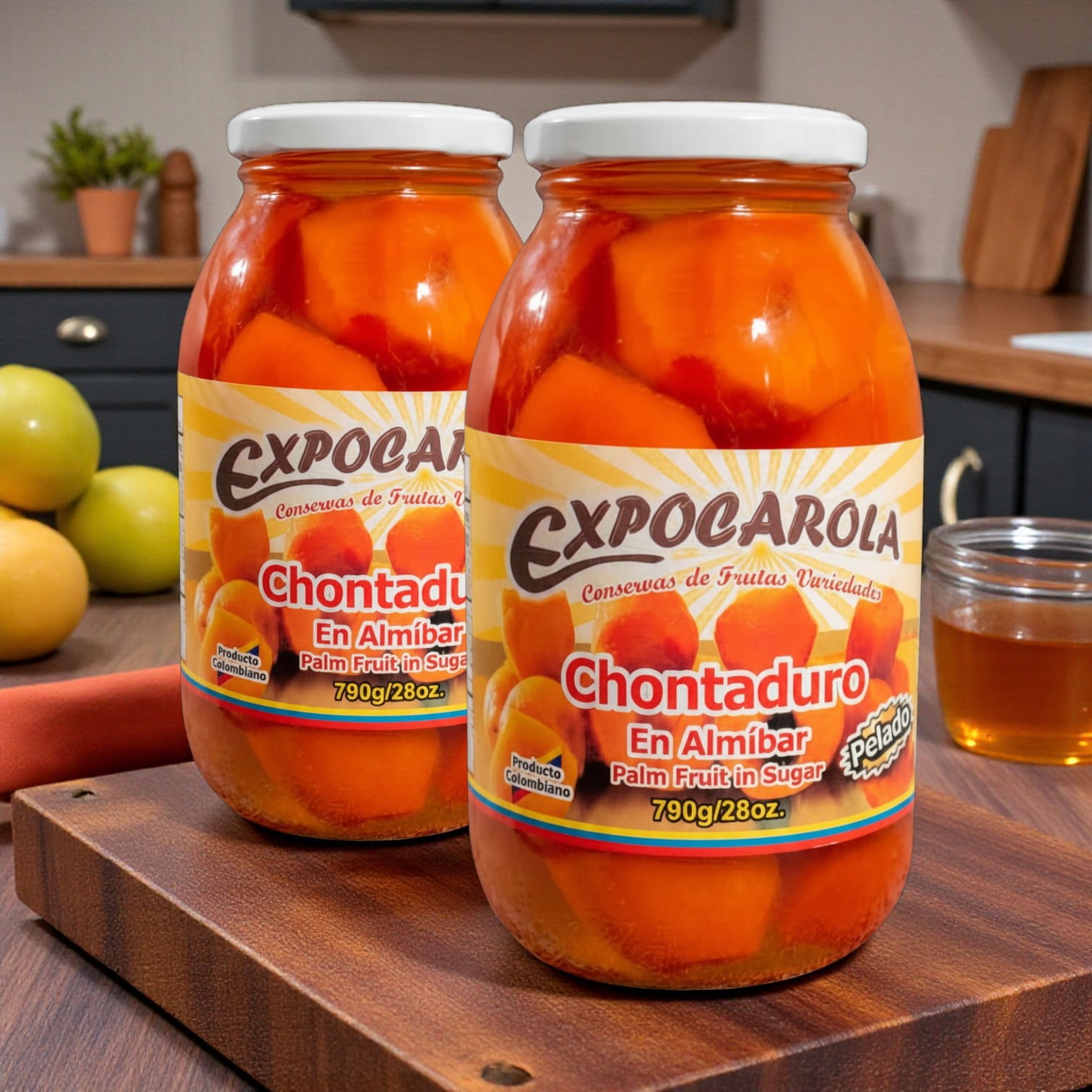 Expocarola Chontaduro Pelado en Salmuera - Peach Palm Fruit in Brine, Colombian Superfruit, 790g Jar (Pack of 2)