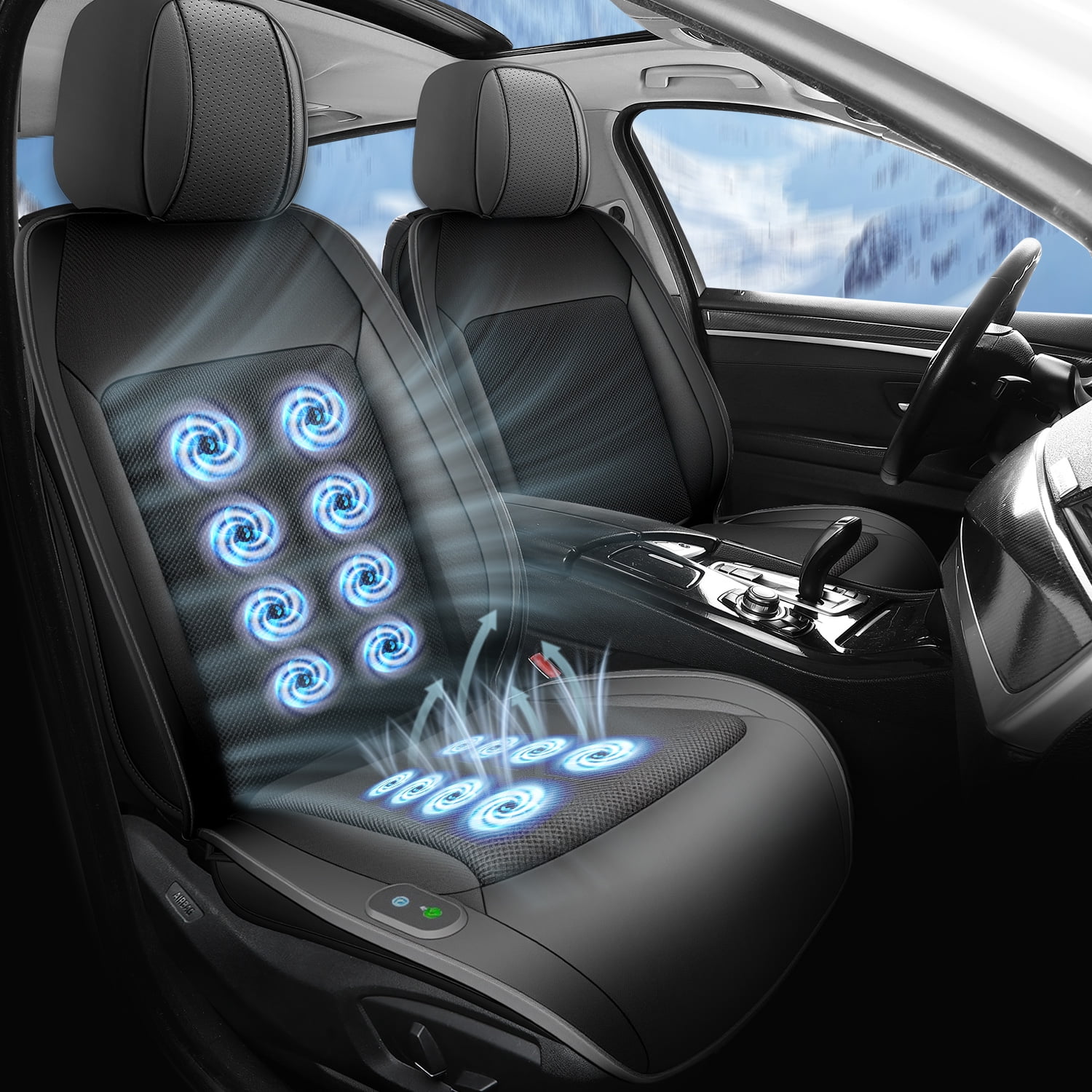 16-Fan Cooling Car Seat Cover–Ventilated Cushion for Cars, SUVs & Trucks, Universal Fit, 12V Ideal for Daily Commutes & Road Trips (No Headrest Cover)