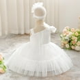 thumbnail image 5 of 6M-3T Baby Tutu Pageant Dress Toddler Bowknot Princess Tulle Girl Gown Flower Dresses with Headwear, 5 of 9
