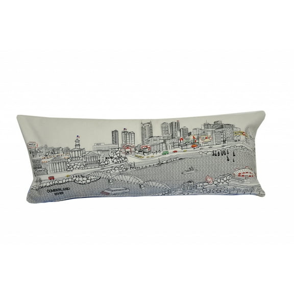 35" White Nashville Daylight Skyline Lumbar Decorative Pillow