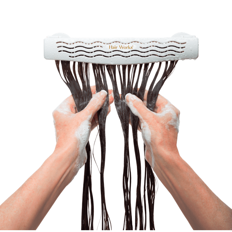 Hair Works 4-in-1 Hair Extension Style Caddy - The Original Hair Extension  Holder/Hanger Designed To Securely Hold Your Extensions While You Wash