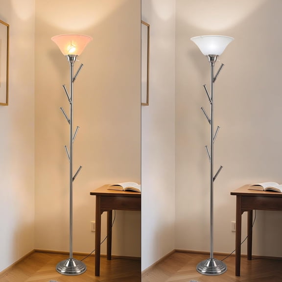 Living Room Floor Lamp Torchiere with Multi Hooks - Hot Deal Lighting - Functional Ambient Light for Everyday Use - Great for Adults & Home Decor