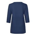 thumbnail image 3 of Women's 3/4 Sleeve Tops 1/4 Zip Pullover Tee Shirts Solid Color Loose Fit Casual Spring Summer Tshirts (XL, Navy|Solid), 3 of 6