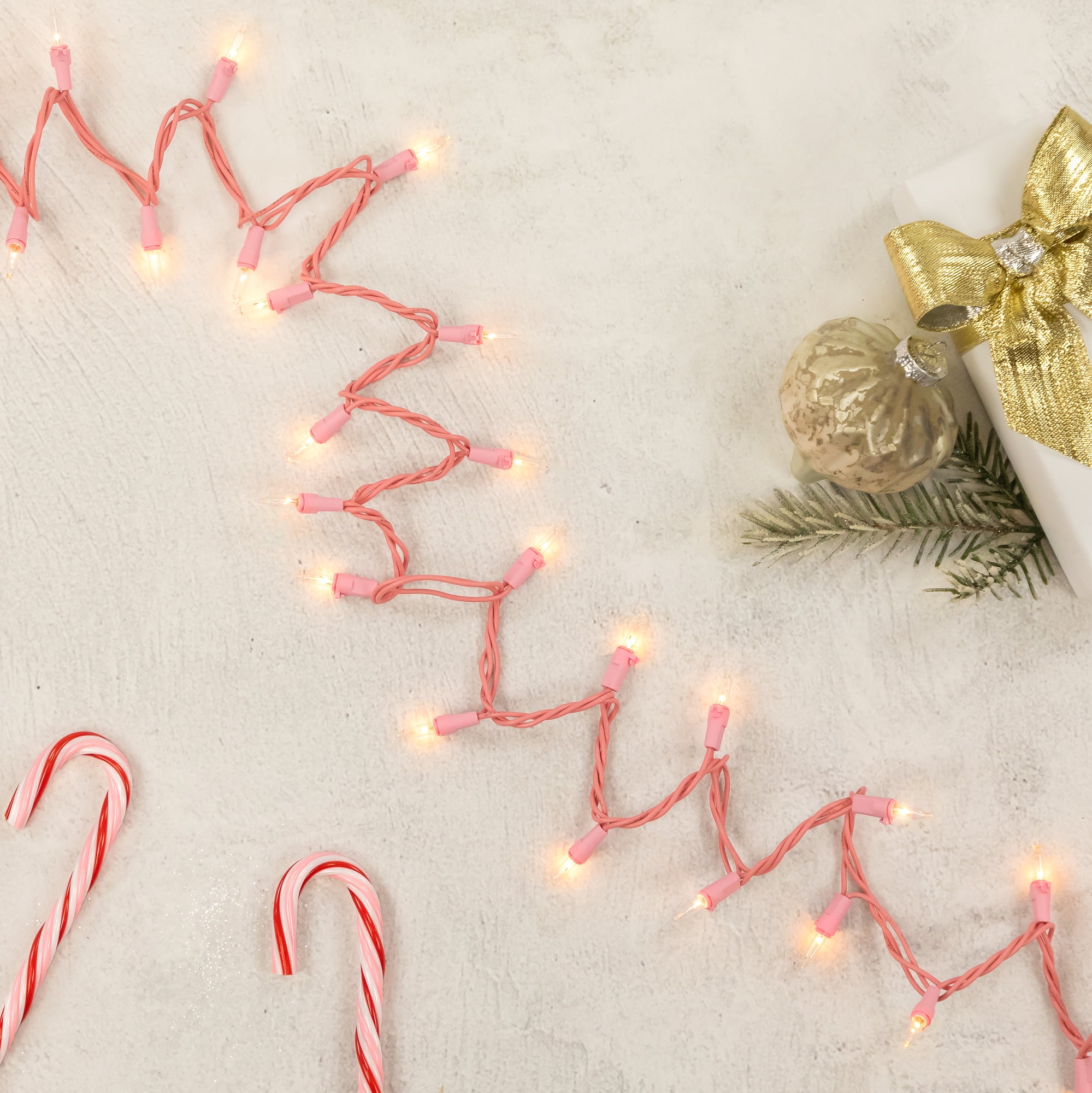 Northlight Mini Christmas Light Set - Clear - 10' Pink Wire - 50ct