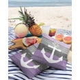 thumbnail image 3 of Pack of 2 Outdoor Pillow Covers, Purple and Grey Wood Grain Anchor Waterproof Square Throw Pillowcase Cushion Decorative Pillow Covers for Couch Patio Tent, 24x24 in, 3 of 6