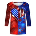 thumbnail image 4 of FAVIPT 4th of July Womens Tshirt Red Blue and White Patriotic Print Blouses 3/4 Sleeve Round Neck Tops Casual Fashion Comfy Soft 2025 Tees Multicolor,XL, 4 of 5
