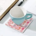 thumbnail image 5 of GZHJMY Square Drink Coasters 2 Pcs Llama and Cactus Rainbow on Pink Absorbent Ceramic Coffee Coasters for Drinks with Cork Base Housewarming Gift for Home Decor, 5 of 6