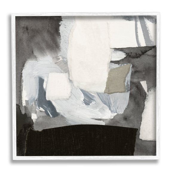 Stupell Industries Blocked Abstract Shapes Geometric Paint Strokes Collage Painting White Framed Art Print Wall Art, Design by Victoria Barnes