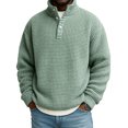 thumbnail image 2 of Huankd Men Quarter Zip Pullover Sweaters Casual Stand Collar Thermal Long Sleeve Sweatshirt 1/4 Zipper Winter Warm Polo Sweater Mint Green L, 2 of 5