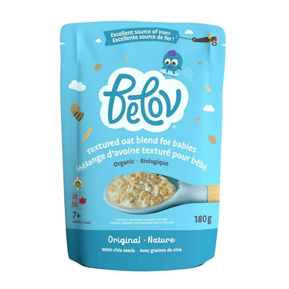 Belov Organic Baby Oatmeal Cereal, Regular Oat, Textured Blend with Original Flavor, for Babies 7+ Months, 180 G