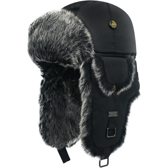 Fur Winter Trapper Hat,Unisex Taslon Faux Fur Aviator Ski Trapper Trooper Pilot Hat,Snow Eskimo Hat with Ear Flaps