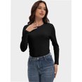thumbnail image 6 of Womens Long Sleeve Stretch Crew neck T-Shirt Fitted Casual Basic Tops, 6 of 6