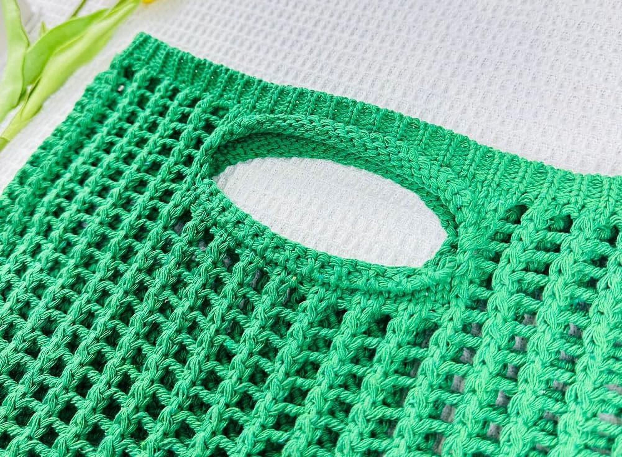 Kukuzhu Women's Handwoven Aesthetic Tote Bag Crochet Handbag Cute Knitted Mesh Beach Bag for Summer Vocation Shopping