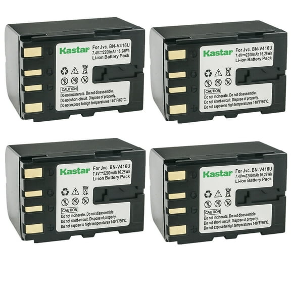 Kastar BN-V416 Battery 4-Pack Replacement for JVC GY-HD100, GY-HD101, GY-HD110, GY-HD111, B-9556, B9556, JY-HD10, JY-HD10U, JY-VS200, JY-VS200U, CU-VH1, CU-VH1US, GR-33, GR-4000, GR-D20 Camera