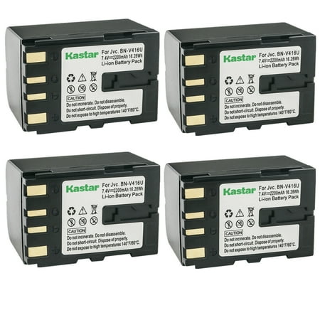 Kastar BN-V416 Battery 4-Pack Replacement for JVC GY-HD100 GY-HD101 GY-HD110 GY-HD111 B-9556 B9556 JY-HD10 JY-HD10U JY-VS200 JY-VS200U CU-VH1 CU-VH1US GR-33 GR-4000 GR-D20 Camera