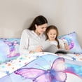thumbnail image 4 of Manfei Aesthetic Letter D Bedding Comforter Set 7pcs for Kids, Blue Kawaii Butterfly Queen Bedding Sets, Fairy Tale Princess Style Reversible Queen Sheet Sets, Lightweight Room Decor, 4 of 7