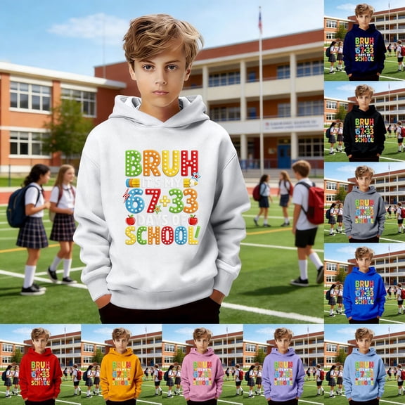 SOFTCCLO Hoodies for Boys Letter Print Back to School Pullover Hoodie Top Stylish Boys Hoodies Size 3-4Y