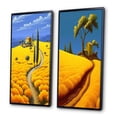 thumbnail image 3 of Designart "Country Road Amidst Golden Blossoms" Meadow Framed Wall Art Set Of 2 - Traditional Yellow Frame Gallery Set For Office Decor, 3 of 6