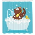 thumbnail image 3 of Ambesonne Funny Bear Shower Curtain, Taking a Bubbly Shower, 69"Wx70"L, Blue Brown Yellow, 3 of 3
