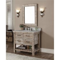InFurniture WK8236-CW TOP 36 in. Rustic Solid Fir Single Sink Vanity With Carrara White Marble Top-No Faucet