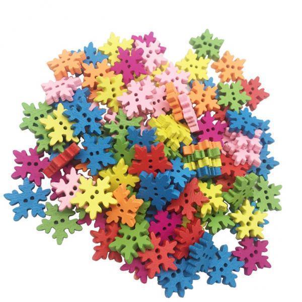 2x100 Uds. Botones De Costura De Madera Snowfake 2 Orificios Para Hacer Tarjetas De Scrapbooking Sunnimix Botones de madera Snowfake