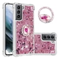 thumbnail image 1 of Funda para Samsung Galaxy S21 5G con Brillo Líquido Flotante, Purpurina, Parachoques y Anillo Giratorio Soporte, 1 of 5