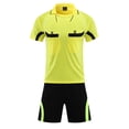 thumbnail image 3 of Sinleey Men's Soccer Referee Jersey Outfits Short Sleeve Pro Referee Shirts with Shorts Set Football Yellow XL, 3 of 6