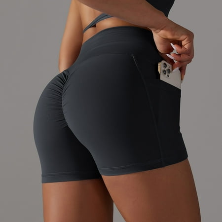 Bunenne Womens Shorts Gym Shorts Women Running Shorts Women Gym Workout Yoga and Fitness Wear Elastane Fabric Breathable Custom Made Sports Bra with Your Own Logo Workout Shorts Women Black XL