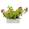 thumbnail image 5 of Northlight Artificial Roses and Peony Floral Arrangement in Planter - 14" - Pink and Yellow, 5 of 5