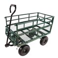 thumbnail image 3 of KOFUN 600 Lbs Heavy Duty Steel Garden Cart, Outdoor Metal Yard Utility Wagon Carts with 10" Tires and Mesh Removable Sides (Convert to Flatbed) and 180°Rotating Handle, Green, 3 of 8