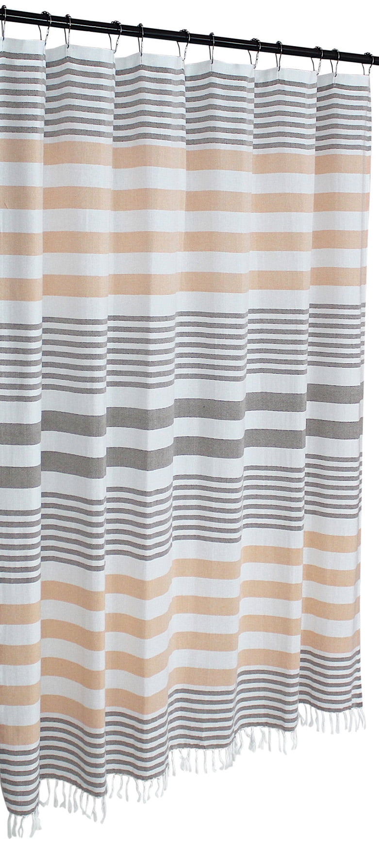 coral and brown shower curtain