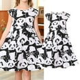 thumbnail image 2 of Girls Summer Vacation New Cute Panda Pattern Short Sleeve O-Neck School Party Fashion Casual Leisure Dress Cute Sundress, 2 of 6