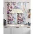 thumbnail image 2 of Spring Floral Kitchen Curtains Sets 24 Inch Length with Valance, Wildflower Pastoral Leaves Wooden Grain Swag Valances and Tiers Curtain Set Drapes Swag Curtains for Living Room, Bathroom, Bedroom, 2 of 6