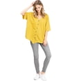 thumbnail image 2 of Wish List Womens Oversize Slouchy Short Sleeve Button Down Top (Mustard, S/M), 2 of 4