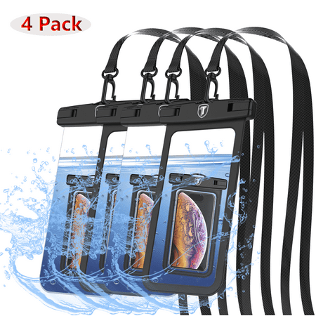 (4 Pack) Waterproof Case for Apple iPhone XR, XS, XS Max, X, SE, 5S, 8, 7, 6, 6s, 8 Plus, 7 Plus, 6 Plus, 6S Plus, Njjex IPX8 Waterproof Phone Pouch - Cellphone Dry Bag With Waist Strap