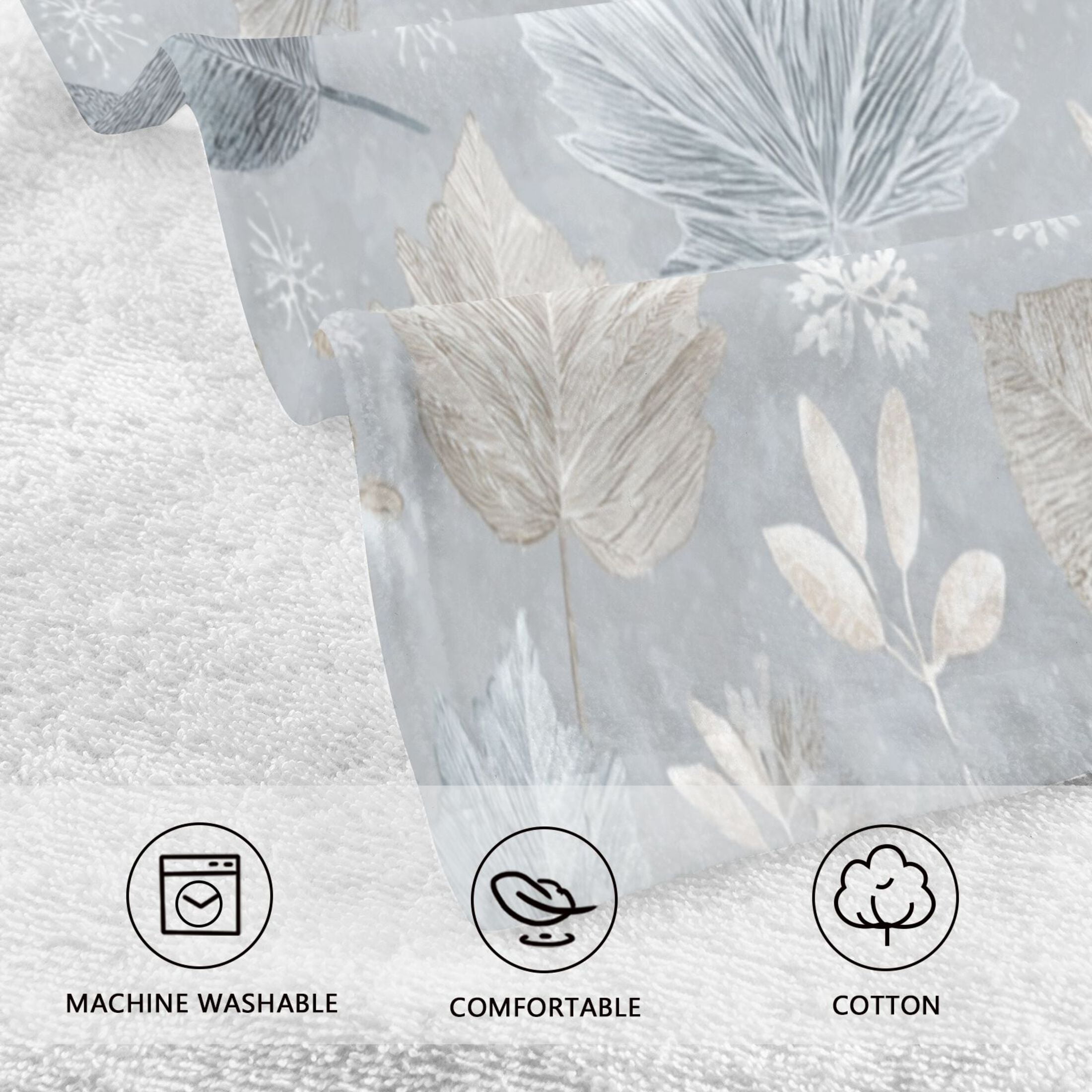 2 Pieces of Cotton Towel Face Towel Set Hand Towel Bath Towel Cotton Bath Towel Sets Frozen Fallen Leaves Design