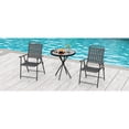 3-Piece Outdoor Patio Furniture Set, 2 Folding Metal Chairs & Tempered ...