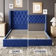 thumbnail image 5 of Merluxy Queen Bed Frame Upholstered Wingback Headboard Velvet Tufted Diamond Button/No Box Spring Needed/Navy Blue, 5 of 6
