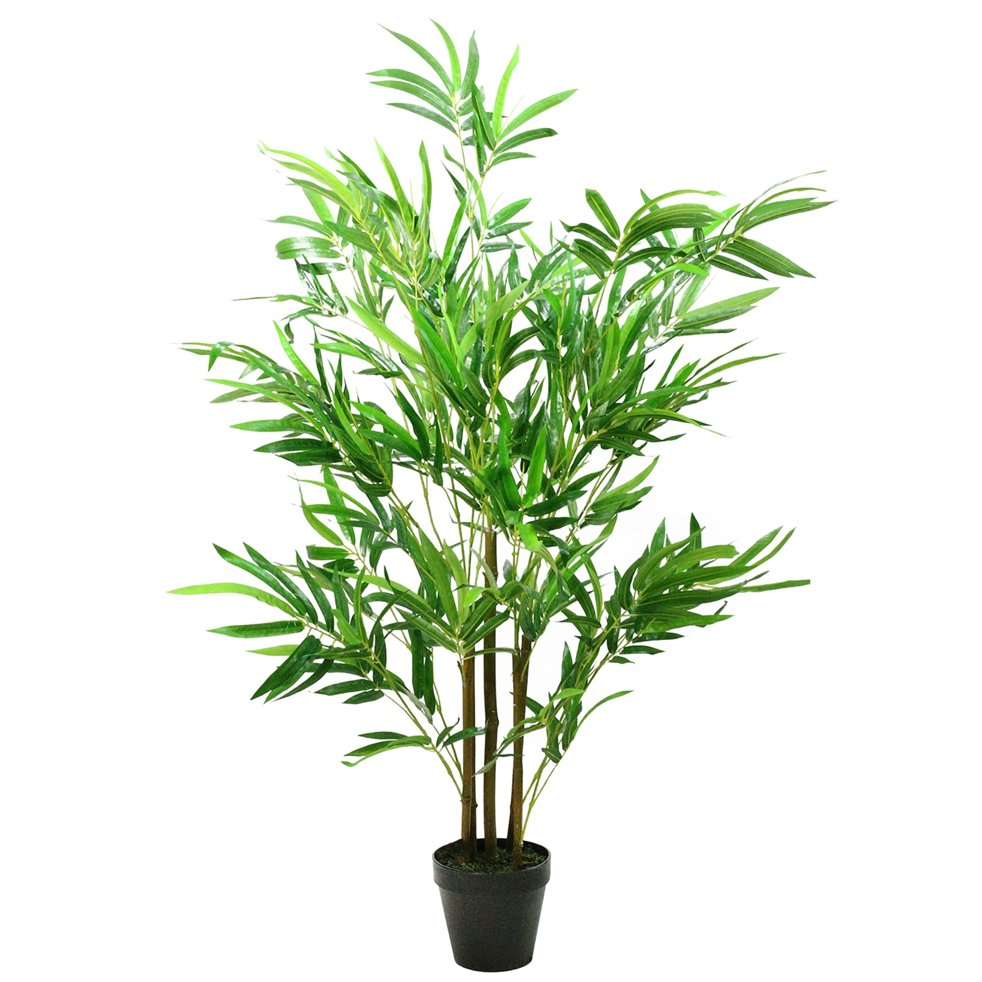 51.5" Potted Two Tone Green and Brown Artificial Bamboo Plant