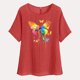thumbnail image 4 of Vestidos Casuales Para Mujer, Blusas De Mujer De Moda Camisetas estampadas de moda para mujer, blusas casuales de lino holgadas de manga corta con cuello redondo y raglán, 4 of 7