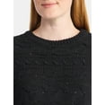 thumbnail image 4 of Time and Tru Women's Chenille Cable Knit Crewneck Sweater, Midweight, Sizes XS-XXXL, 4 of 5