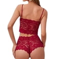 thumbnail image 5 of Xuanfei Women Solid Color Bow Tie See Through Crochet Lace 2 Piece Set Underwear, 5 of 7