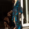 thumbnail image 1 of Vestido Largo Atractivo Impreso moda cubierta Ups gasa mujeres encaje hasta vestido Y2K estilo ropa de playa traje Cgtredaw para Mujer Azul T S, 1 of 1