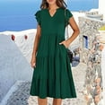 thumbnail image 5 of XVJRHAK Womens Summer Dresses Womens Summer Ruffle Sleeve V Neck Midi Dress 2024 Fashion Casual Fit Flowy Tiered Boho Beach Vacation Sundress (Green1,L), 5 of 8