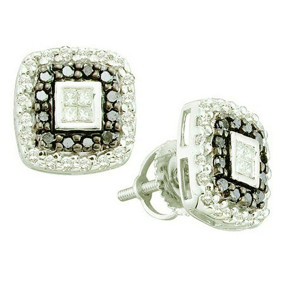 Dazzlingrock Collection 0.51 Carat (ctw) 14k Black & White Diamond Ladies Fashion Earrings, White Gold