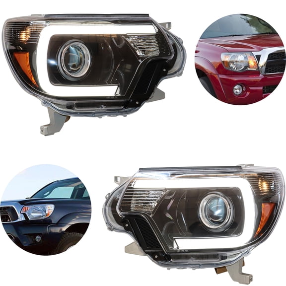 Headlights For 2012-2015 Toyota Tacoma, Halogen W/LED DRL Headlamps, Right& Left Headlight, Passenger& Driver Side Headlight