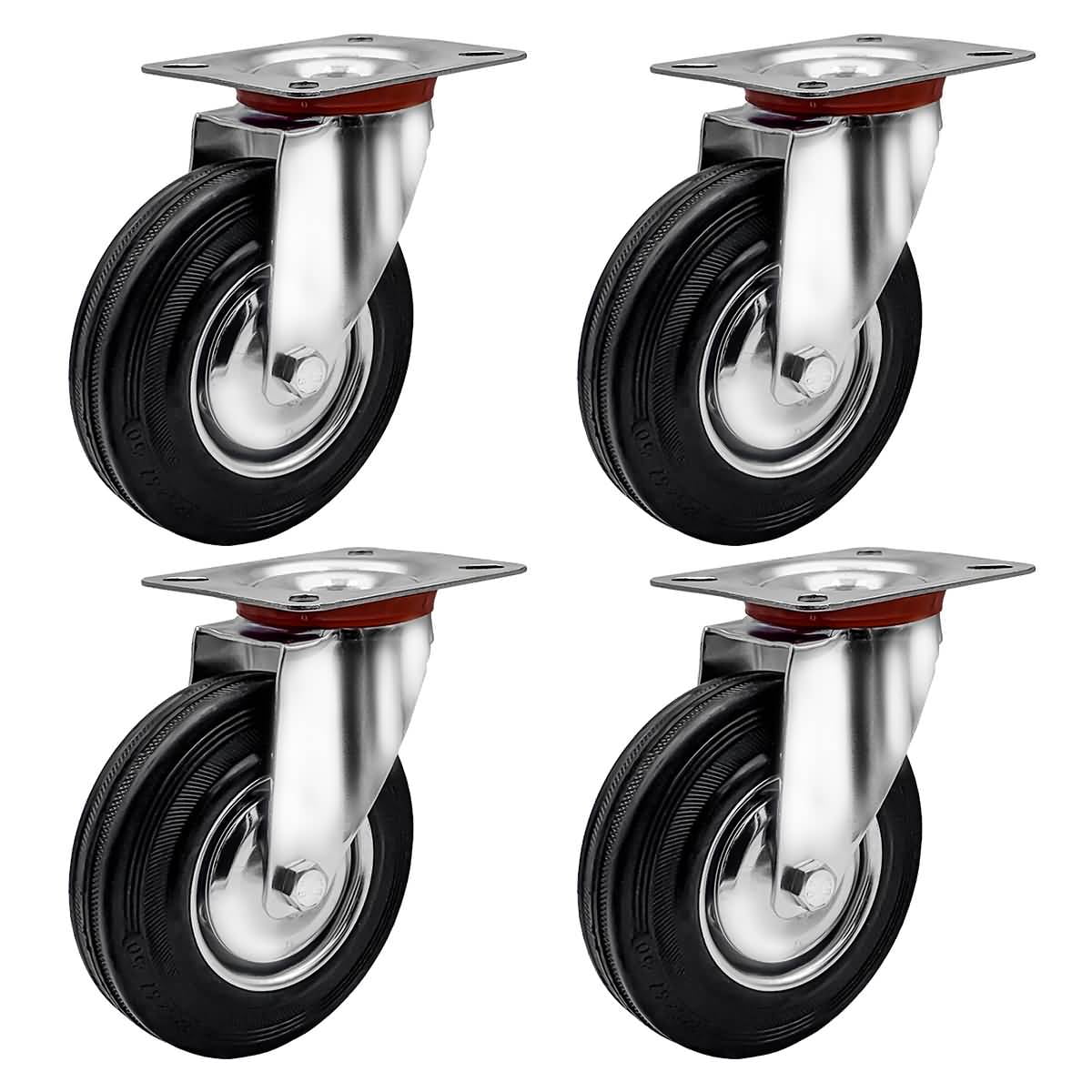 3" Swivel MegaDeal Pack 4 Caster Wheels Rubber Base With Top Plate Bearing... 