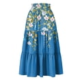 thumbnail image 7 of Women's Floral Maxi Skirt, Drawstring High Waist Tiered Pleated Skirt, Lightweight Flowy Boho Skirt for Summer, Vacation and Beach,Blue,L, 7 of 7